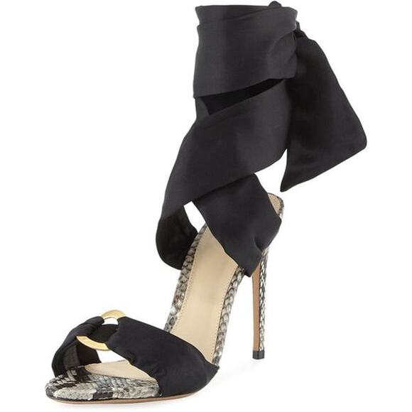 ALEXANDER BIRMAN Branca Silk & Python Ankle-Wrap Sandals Women's 36 $750 - Picture 16 of 16